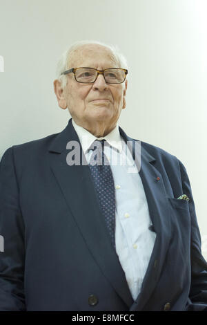 Fashion designer Pierre Cardin on his 'The Stage Production Of Pierre Cardin' conference held at the French Institute of Madrid  Featuring: Pierre Cardin Where: Madrid, Spain When: 07 Apr 2014 Stock Photo