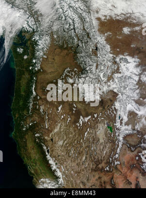 March 12, 2014 - Satellite view of the Western United States Stock Photo