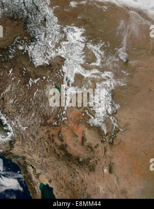 March 12, 2014 - Satellite view of the Rocky Mountains. Stock Photo