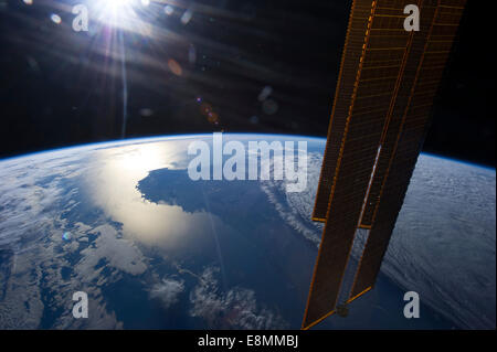 April 1, 2013 - The sun is about to set in this scene showing parts of southwestern Australia. Several of the orbital outpost's Stock Photo