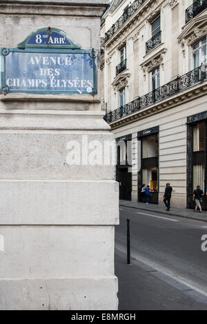 Champs-Elysees road sign Stock Photo