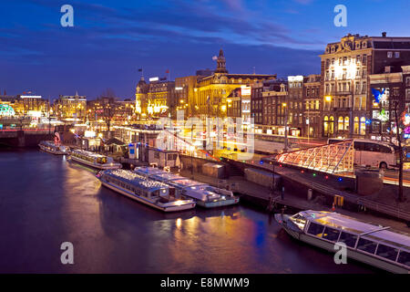 City scenic from Amsterdam in the Netherlands by night Stock Photo