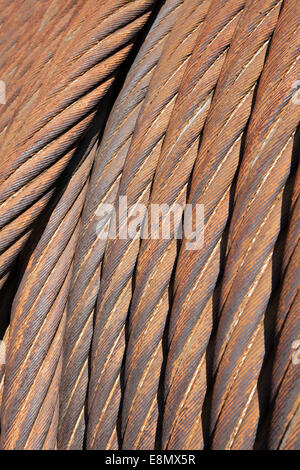 Close-up of old steel cable, Stock Photo