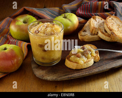 Toast with apple raisin butter Stock Photo