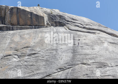Climbers in the Yosemite National Park on big granite rock Stock Photo