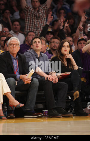 Celebrities watching the Los Angeles Lakers v Houston Rockets NBA
