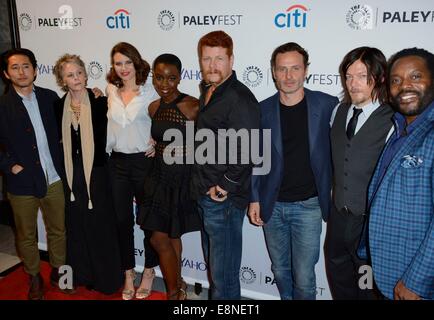 New York, NY, USA. 11th Oct, 2014. Steven Yeun, Melissa McBride, Lauren Cohan, Danai Gurira, Michael Cudlitz, Andrew Lincoln, Norman Reedus, Chad Coleman at arrivals for THE WALKING DEAD at the 2nd Annual PaleyFest New York TV Fan Festival, The Paley Center for Media, New York, NY October 11, 2014. Credit:  Derek Storm/Everett Collection/Alamy Live News Stock Photo