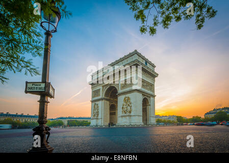Sunrise at the Arc de Triomphe, Paris, France Stock Photo