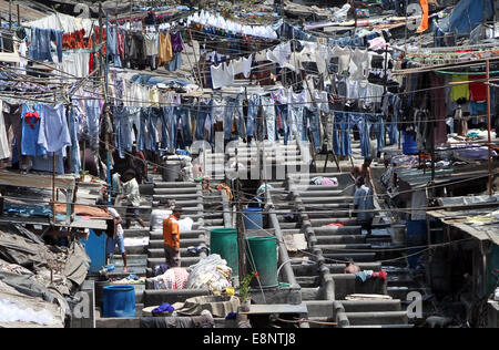 The Dhobi Ghats in Mumbai, India Stock Photo