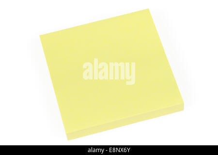 Blank yellow sticky note on a white background Stock Photo