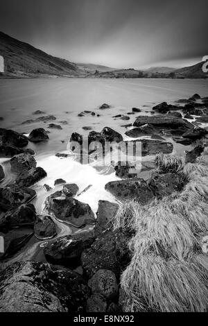 Long exposure image of Llyn Mymbyr in Snowdonia. Stock Photo