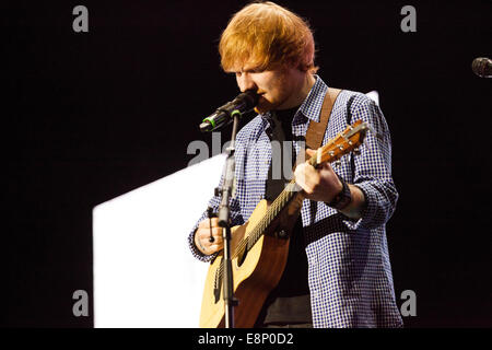 The O2, London, UK.  12th October, 2014.  Ed Sheeran Ed Sheeran performing at the O2, London Credit:  Richard Soans/Alamy Live News Stock Photo