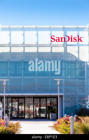 A Sandisk Corporation building in Milpitias California in the Silicon Valley Stock Photo