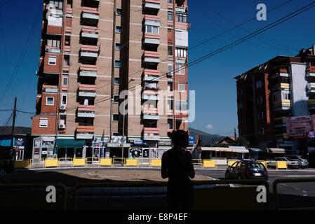 Street scene in the Serbian side of Mitrovica, Kosovo Stock Photo