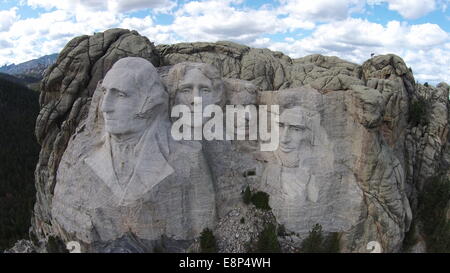 Unique elevated view of Mount Rushmore National Monument Stock Photo