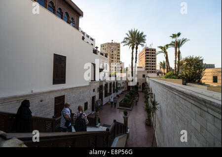 Cairo, Egypt. 12th Oct, 2014. Tourists walk down the stairs of the hanging Coptic church in Cairo, Egypt, Oct. 12, 2014. The centuries-old church was reopened on Oct. 11 after 16 years of renovation. Credit:  Pan Chaoyue/Xinhua/Alamy Live News Stock Photo