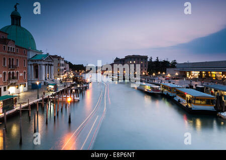 Evening in Venice, long exposure shot overlooking Grand Canal Stock Photo