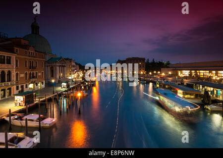 Evening in Venice, long exposure shot overlooking Grand Canal Stock Photo