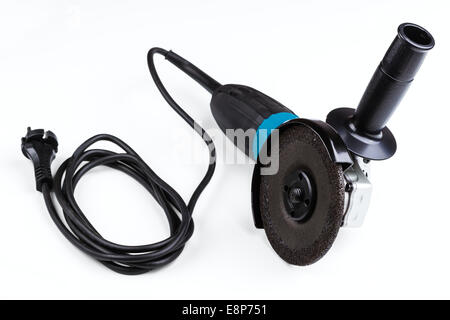 small angle grinder with abrasive disk isolated on a white background Stock Photo
