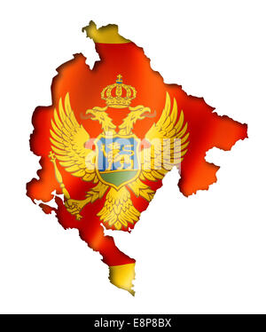 Montenegro flag map, three dimensional render, isolated on white Stock Photo