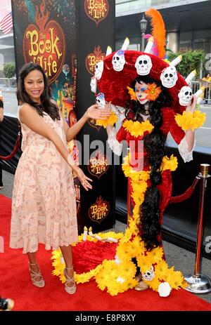 Los Angeles, CA, USA. 12th October, 2014. Zoe Saldana THE BOOK OF LIFE FILM PREMIERE 2014.12.10 Los Angeles Credit:  dpa picture alliance/Alamy Live News Stock Photo