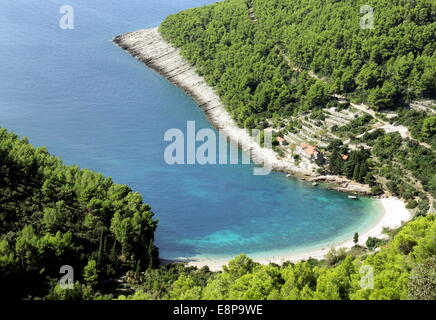View on the beach of Pupnatska Luka on the Croatian island of Korcula in the adriatic sea, on SAeptember, 26, 2014-. Stock Photo