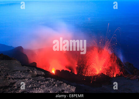 Eruption of the Stromboli volcano Stock Photo