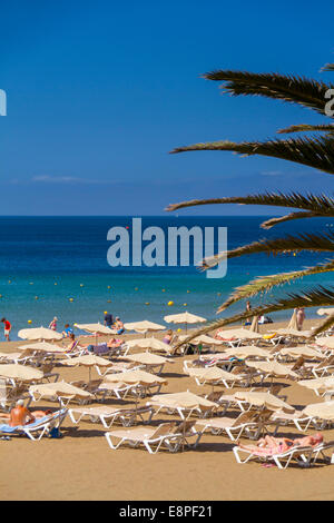 Puerto del Carmen in Lanzarote: Playa Grande beach Stock Photo