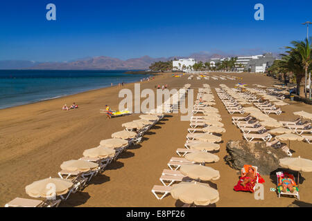 Puerto del Carmen in Lanzarote: Playa Grande beach Stock Photo