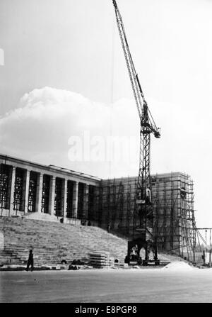 Building works on the grandstand of Zeppelin Field at the Nazi party rally grounds in Nuremberg, 1935/36. Construction works on the grandstand started after the Nuremberg Rally 1935 and it was completed in time for the Nuremberg Rally 1936. (Flaws in quality due to the historic picture copy) Fotoarchiv für Zeitgeschichtee - NO WIRE SERVICE - Stock Photo