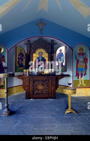 Ivan Rilski alterpiece in the stone chapel of St. Ivan Rilski in Sozopol, Bulgaria Stock Photo