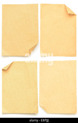 collection of various brown papers isolated on white Stock Photo