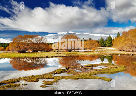 Mountain landscape, Lake Tekapo, New Zealand Stock Photo