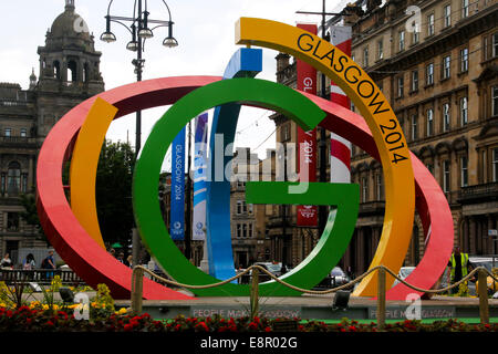 Big G Commonwealth Games logo sculpture George Square Glasgow Stock Photo