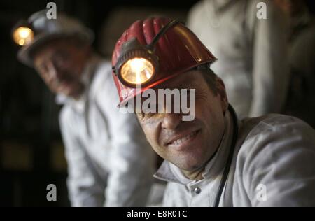 Marl, Germany. 13th October, 2014. German national soccer team manager Oliver Bierhoff poses during a visit by the German Football Association (DFB) to the coal mine «Auguste Victoria» in the western German town of Marl October 13, 2014. © dpa picture alliance/Alamy Live News Stock Photo