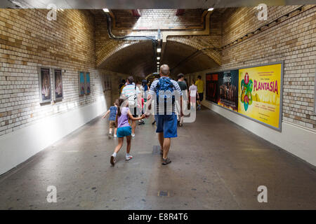 South Kensington underground train passageway , London, England, United Kingdom. Stock Photo