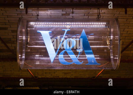 V&A Victoria and Albert museum sign, South Kensington passageway, London, England, United Kingdom. Stock Photo