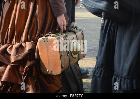 steampunk suitcase at 2014 Fantasy Fair Arcen Netherlands Stock Photo