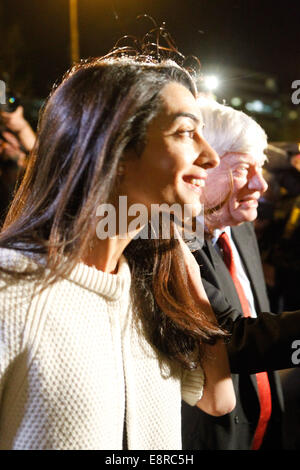 Athens, GREECE. 13th Oct, 2014. AMAL ALAMUDDIN arrived in Athens today to advise the Greek government on how to repatriate the ancient Elgin Marbles statues from Britain. Alamuddin - who married George Clooney in Venice last month - will meet Greek Prime Minister Antonis Samaras and Culture Minister Konstantinos Tasoulas, as well as her boss, Geoffrey Robertson. Credit:  Aristidis Vafeiadakis/ZUMA Wire/Alamy Live News Stock Photo