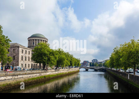 The Four Courts on Inns Quay viewed over the River Liffey, Dublin City, Republic of Ireland Stock Photo