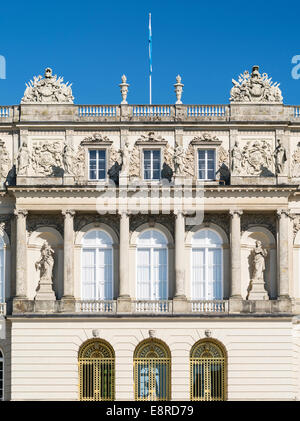 The western facade (Gartenfassade) of Herrenchiemsee Palace, located on an island in lake Chiemsee, Bavaria, Germany. Stock Photo