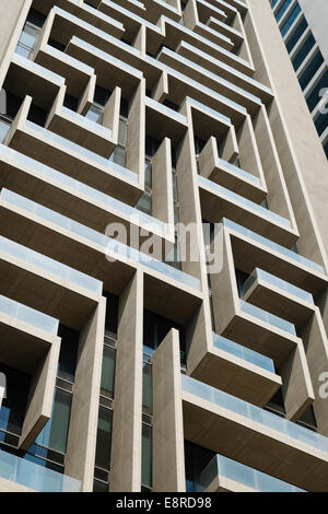 Detail of intricate architecture of skyscraper facade in Dubai United Arab Emirates Stock Photo