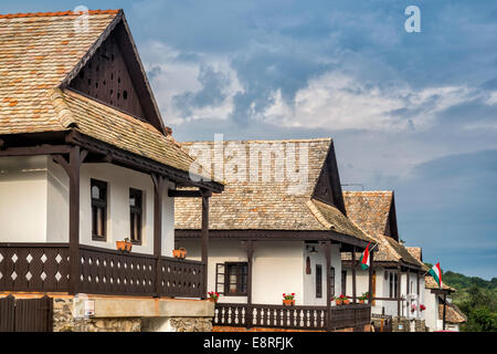 Historic houses in Holloko, Paloc ethnographic village, UNESCO world heritage site, Cserhat Hills, Northern Uplands, Hungary Stock Photo