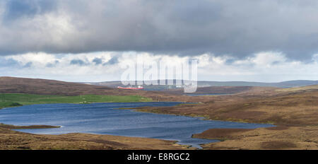 Landscape in Northmavine with Sullom Voe Oil Terminal, Shetland islands, Scotland. (Large format sizes available) Stock Photo