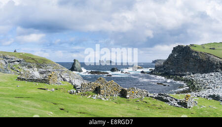 Eshaness peninsula, the old haaf fishing station at Stenness, Shetland islands, Scotland. (Large format sizes available) Stock Photo