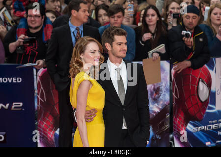 The World  Premiere of 'The Amazing Spider-Man 2' held at the Odeon Leicester Square - Arrivals  Featuring: Andrew Garfield,Emma Stone Where: London, United Kingdom When: 10 Apr 2014 Stock Photo