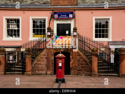 The old Town Hall and courts in at Green Market, Carlisle is now used as the Tourist Information Centre. Stock Photo