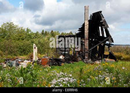 Remnants of house fire - Cape Breton, Nova Scotia, Canada Stock Photo