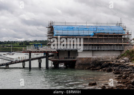 The new R.N.L.I. Lifeboat station under construction at Moelfre Anglesey North Wales Stock Photo