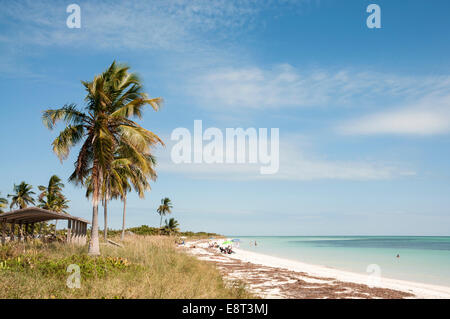 People relaxing on the Bahia Honda beach in Florida Keys Stock Photo